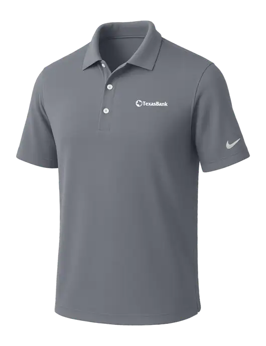 NIKE Medium Grey Dri-Fit Micro Pique Polo w/TexasBank Logo