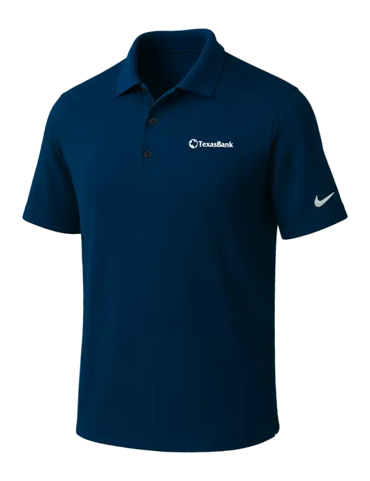 NIKE Navy Dri-Fit Micro Pique Polo w/TexasBank Logo