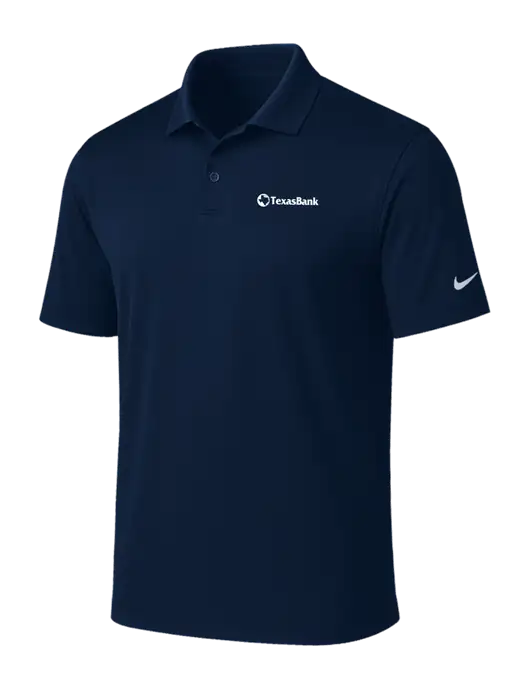 NIKE Navy Victory Solid Polo w/TexasBank Logo