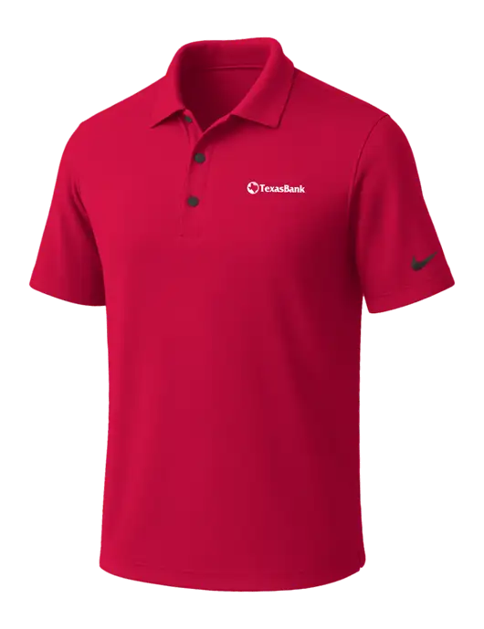NIKE Red Dri-Fit Micro Pique Polo w/TexasBank Logo