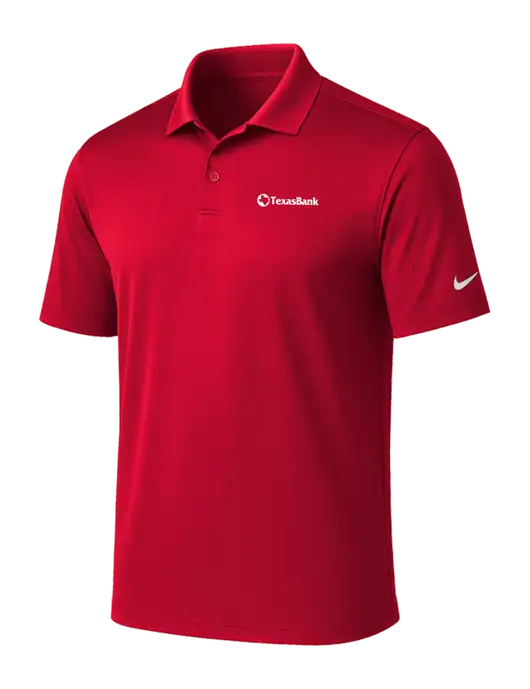 NIKE Red Victory Solid Polo w/TexasBank Logo