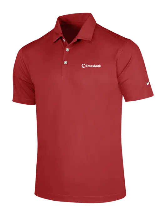 NIKE Red Dri-Fit Vertical Mesh Polo w/TexasBank Logo