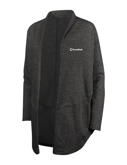 Charcoal Heather/ Medium Heather Grey Womens Interlock Cardigan w/TexasBank Logo