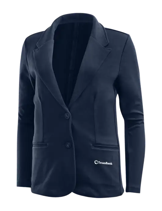 Deep Navy Womens Knit Blazer w/TexasBank Logo
