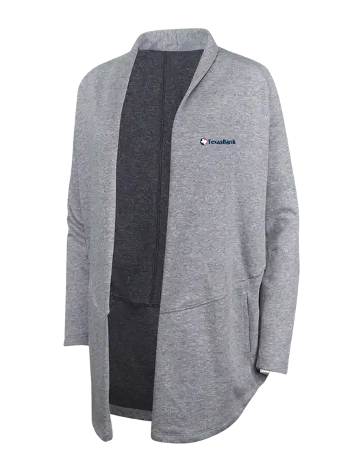 Medium Heather Grey/Char Heather Womens Interlock Cardigan w/TexasBank Logo
