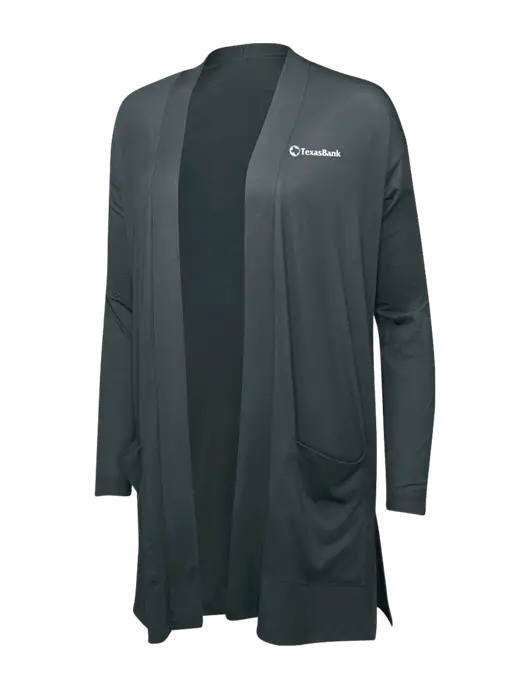 Smoke Grey Womens Concept Long Pocket Cardigan w/TexasBank Logo