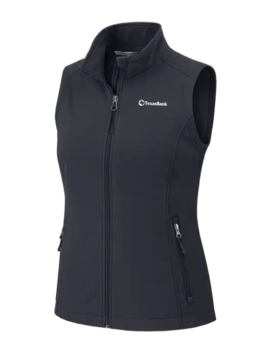 Charcoal Grey Womens Core Soft Shell Vest w/TexasBank Logo