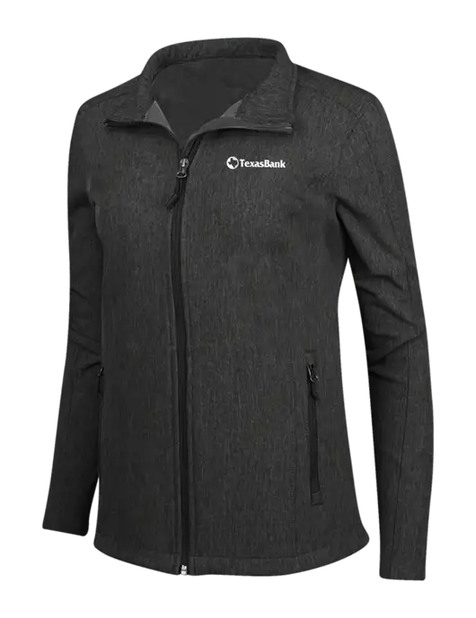 Black Charcoal Heather Womens Core Soft Shell Jacket w/TexasBank Logo