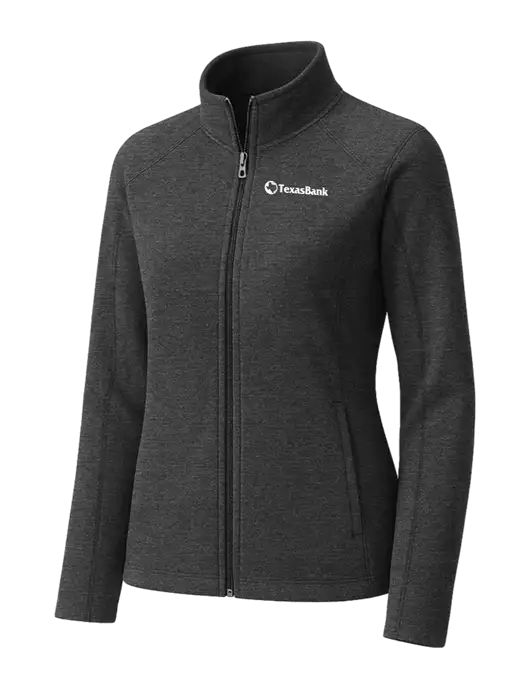 Charcoal Womens Heather Microfleece Full-Zip Jacket w/TexasBank Logo