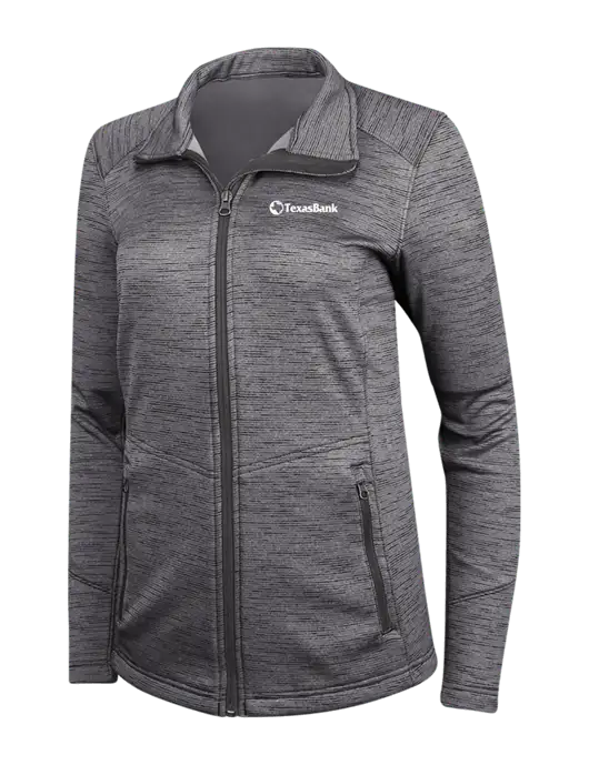 Womens Dark Grey Digi Stripe Fleece Jacket w/TexasBank Logo