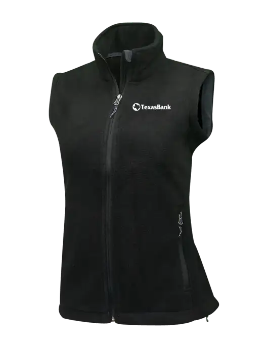 Womens Black Fleece Vest w/TexasBank Logo
