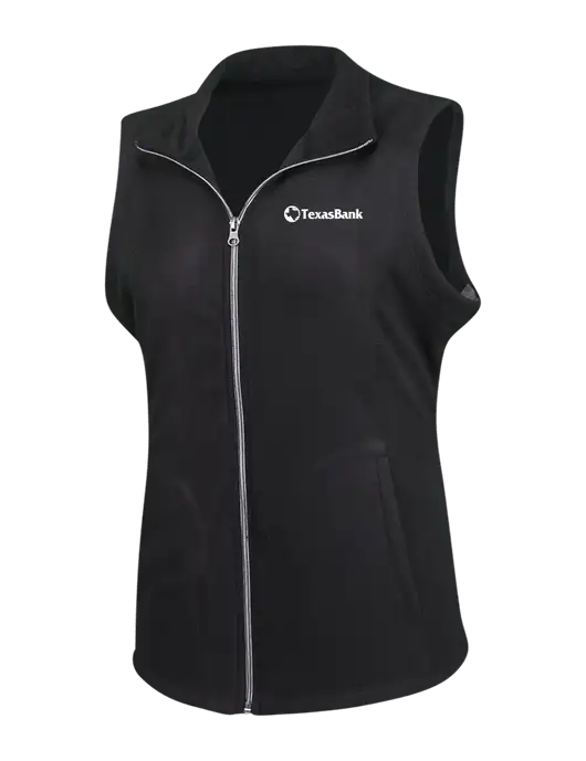 Black Womens Microfleece Vest w/TexasBank Logo