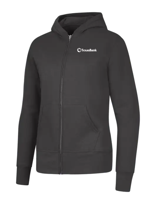 Charcoal Womens Core Fleece Full-Zip Hooded Sweatshirt w/TexasBank Logo