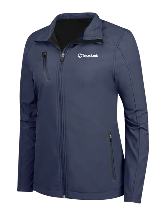 Navy Womens Welded Softshell Jacket w/TexasBank Logo