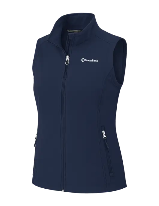 Navy Womens Core Soft Shell Vest w/TexasBank Logo