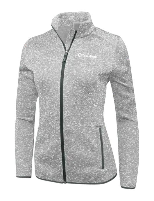 Grey Heather Womens Sweater Fleece Jacket w/TexasBank Logo