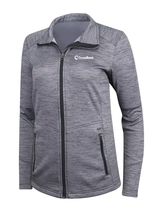 Medium Grey Womens Digi Stripe Fleece Jacket w/TexasBank Logo