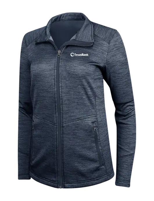 Navy Womens Digi Stripe Fleece Jacket w/TexasBank Logo