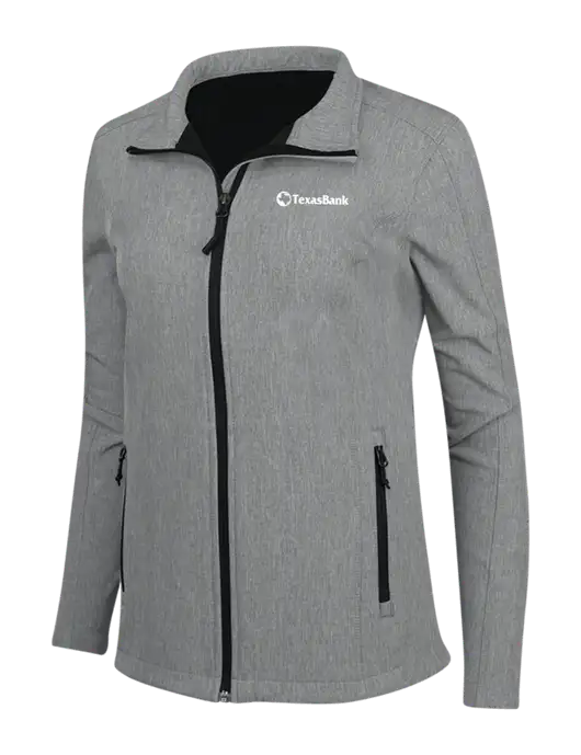 Medium Grey Heather Womens Core Soft Shell Jacket w/TexasBank Logo