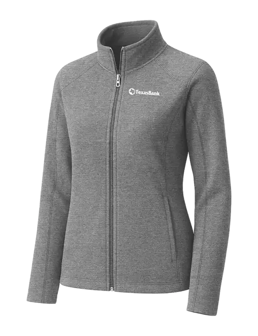 Medium Grey Womens Heather Microfleece Full-Zip Jacket w/TexasBank Logo