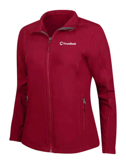 Red Womens Core Soft Shell Jacket w/TexasBank Logo