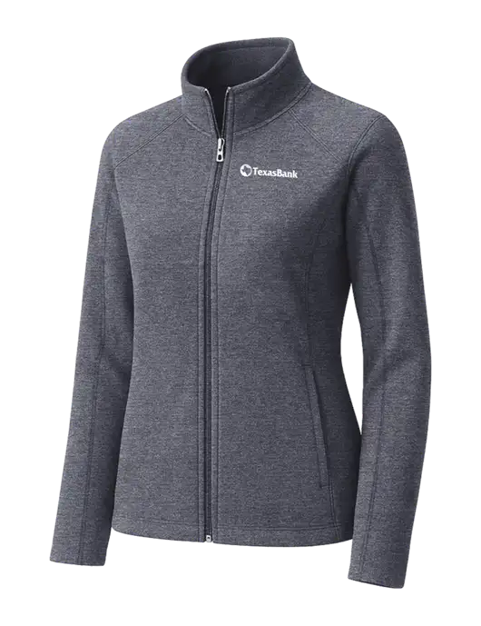 Light Navy Heather Womens Microfleece Full-Zip Jacket w/TexasBank Logo