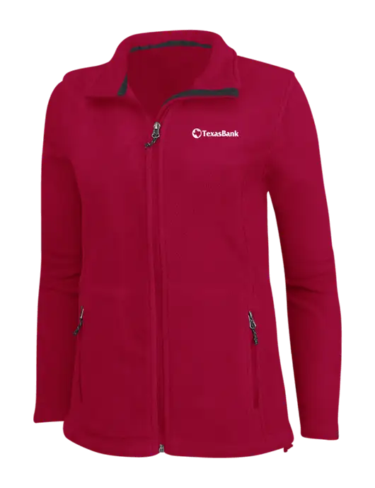 Womens Red Fleece Jacket w/TexasBank Logo