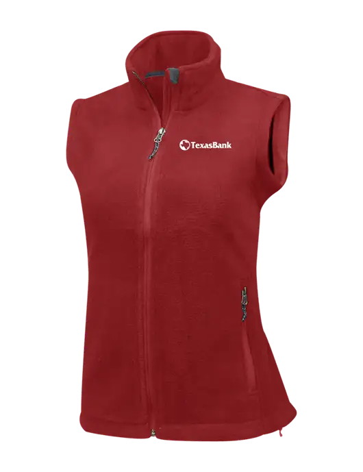 Red Womens Fleece Vest w/TexasBank Logo