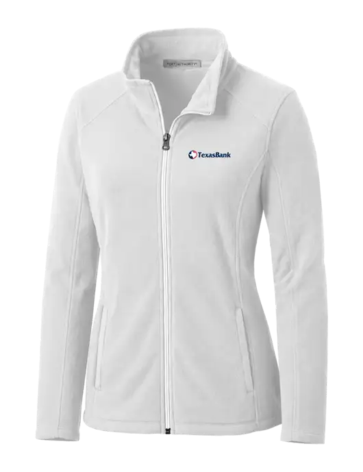 White Womens Microfleece Jacket w/TexasBank Logo