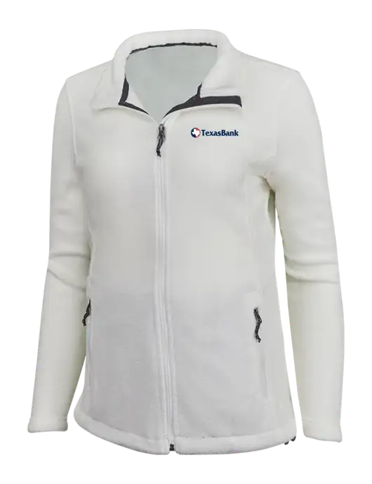 Womens White Fleece Jacket w/TexasBank Logo