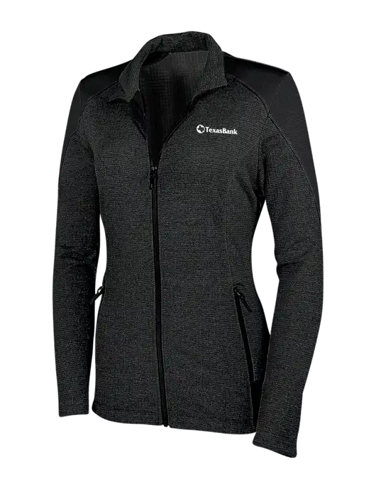 Womens Black Grid Fleece Jacket w/TexasBank Logo