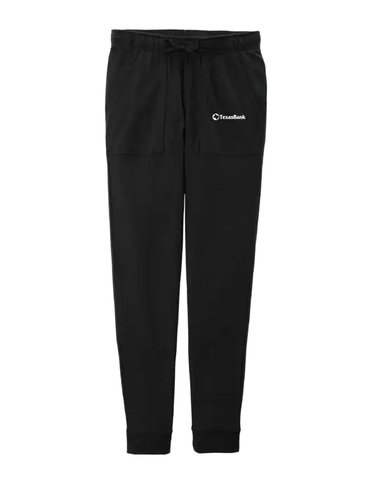 Womens Posicharge Tri-blend Wicking Black Triad Solid Fleece Jogger w/TexasBank Logo