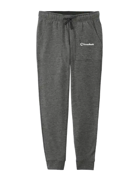Womens Posicharge Tri-blend Wicking Dark Grey Heather Triad Solid Fleece Jogger w/TexasBank Logo