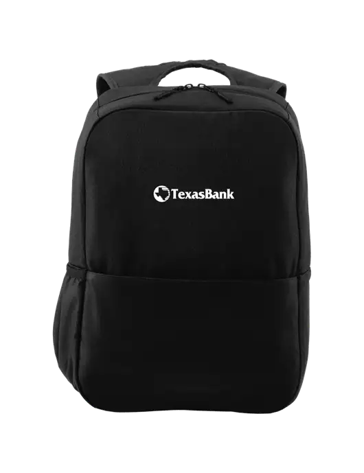 Access Square Laptop Black Backpack w/TexasBank Logo