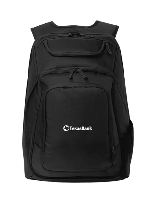 Executive Black Laptop Backpack w/TexasBank Logo