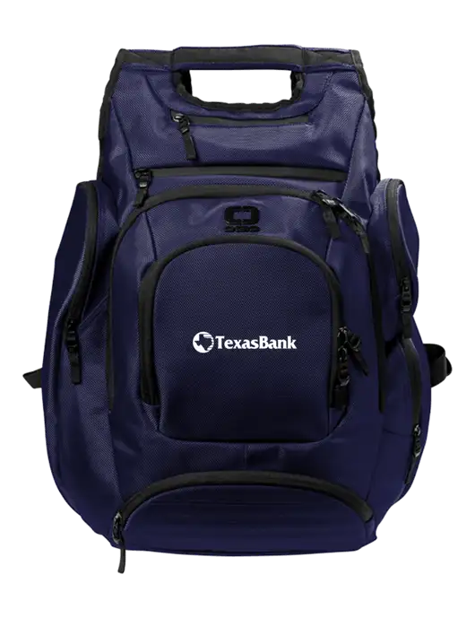 OGIO Navy Metro Ballistic Laptop Backpack w/TexasBank Logo